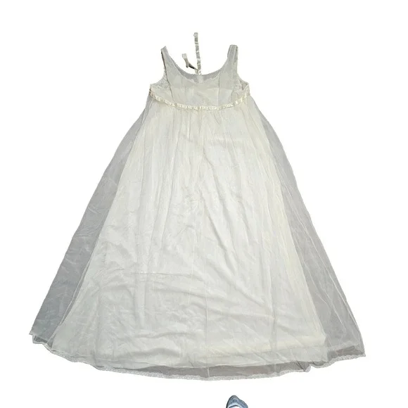 VTG Vanity Fair Lace Sheer Tulle Overlay Nightgown Slip Dress 34 Bridal Coquette - Picture 2 of 6
